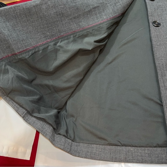 Allegory stretch GRAY WOOL Lycra TRENCH Sz 10 Pea Coat 6 Button Jacket 352834 L - Picture 9 of 15